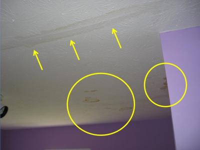 What causes a water leak in the ceiling?