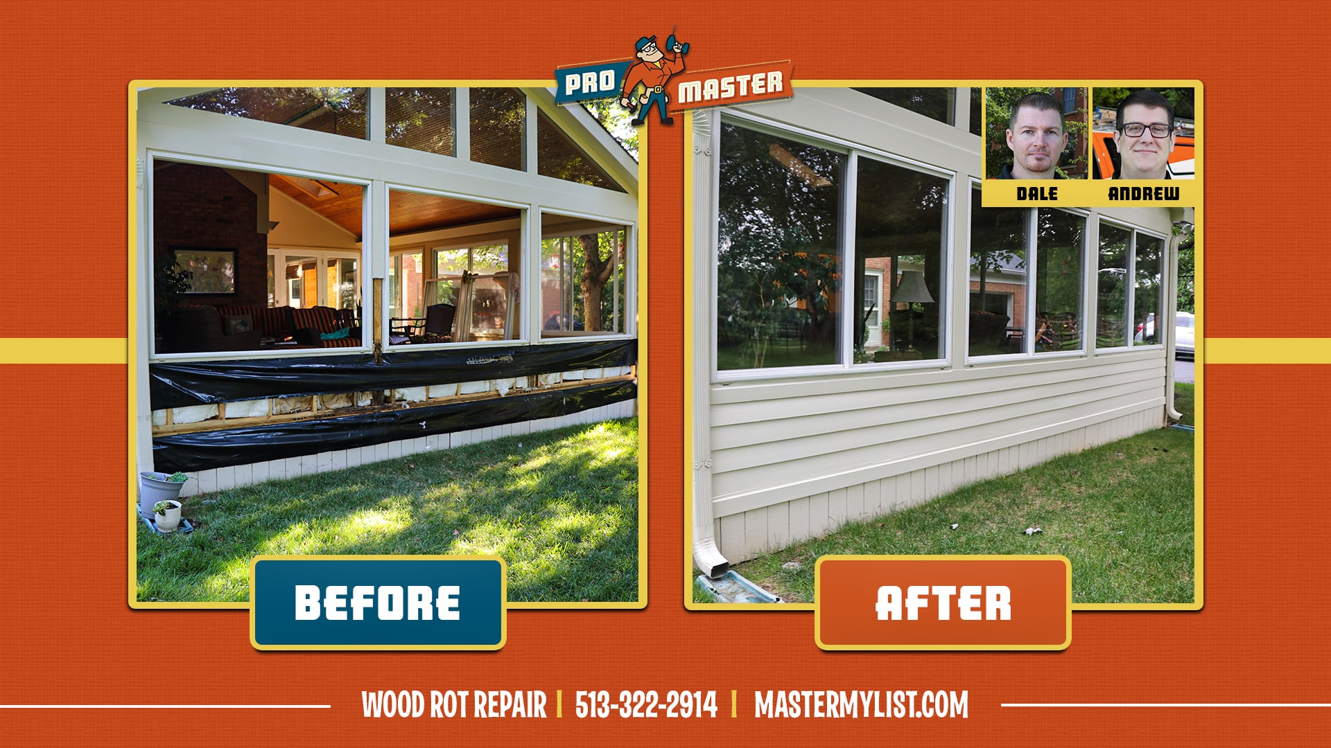 Wood Rot Repair Before & After in Cincinnati, OH.