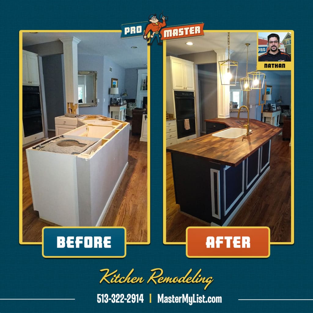 Cincinnati Home Remodel - Kitchen Counter Before and After