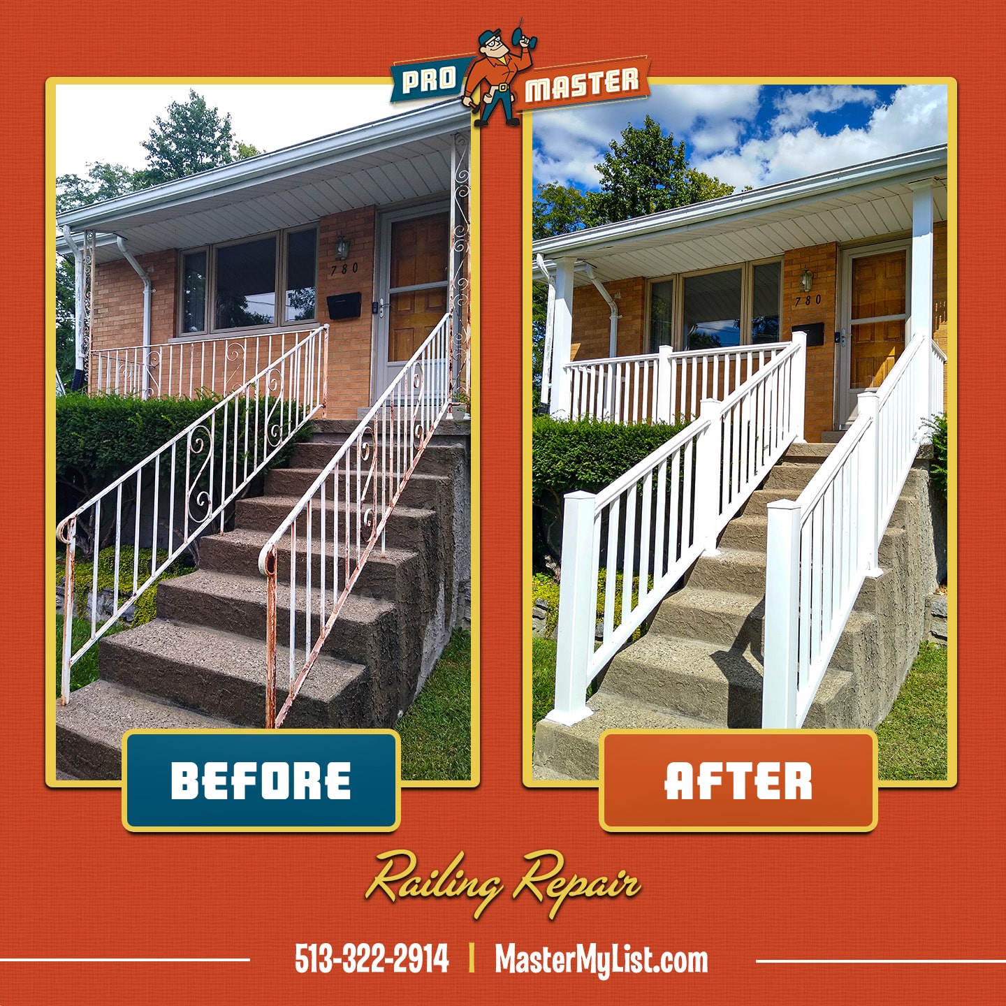 front porch steps railing painting replace install carpentry outdoor home repair and handyman services in cincinnati OH
