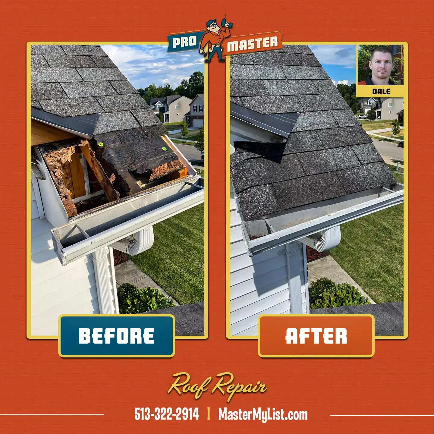 Roof Repair performed by a ProMaster craftsman in Cincinnati, OH
