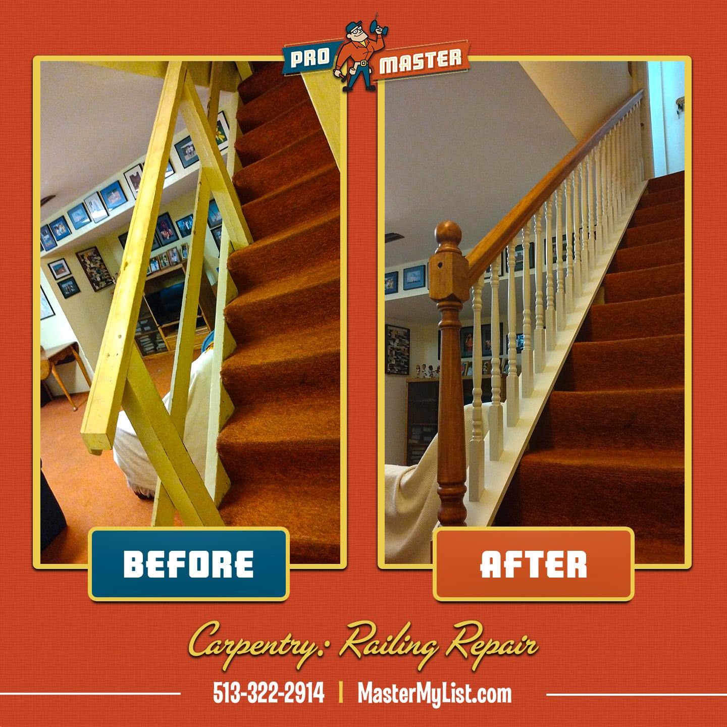 Staircase Railing Repair Wood Cincinnati OH