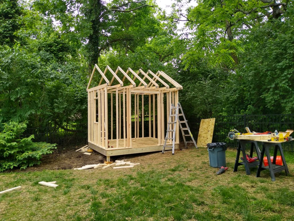 More framing added for walls and roof.