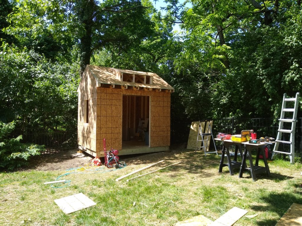 Plywood walls added to create larger framework.