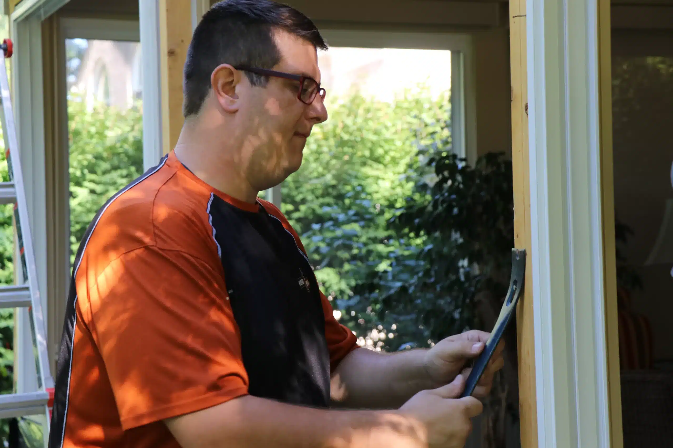 ProMaster craftsman performs an East Cincinnati handyman service, wood rot repair.
