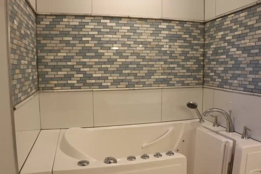 Newly installed walk-in tub as part of a Cincinnati bathroom remodeling project.