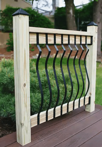 Wood and metal porch/deck railing