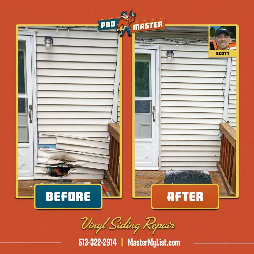 vinyl siding repair - before and after