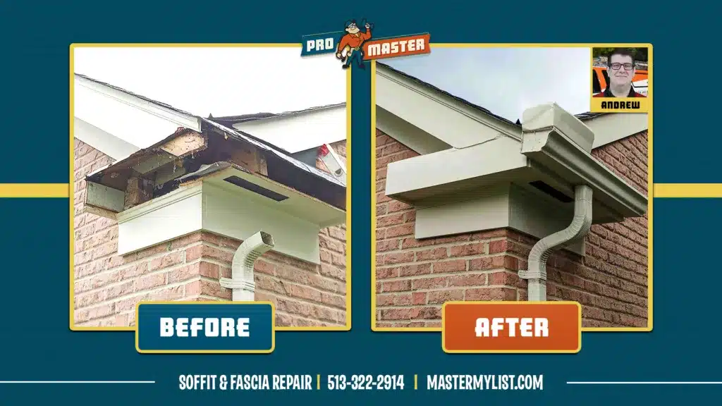 ProMaster Craftsman Andrew Hall repaired this severely damaged soffit and fascia, restoring it to better-than-new condition.