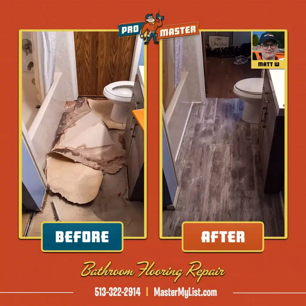 We repair damaged bathroom flooring