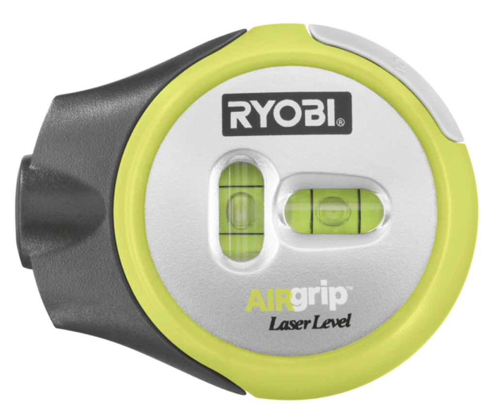 The RYOBI Air Grip Compact Laser Level features two bubble levels, making it easy to ensure the tool is level vertically or horizontally.