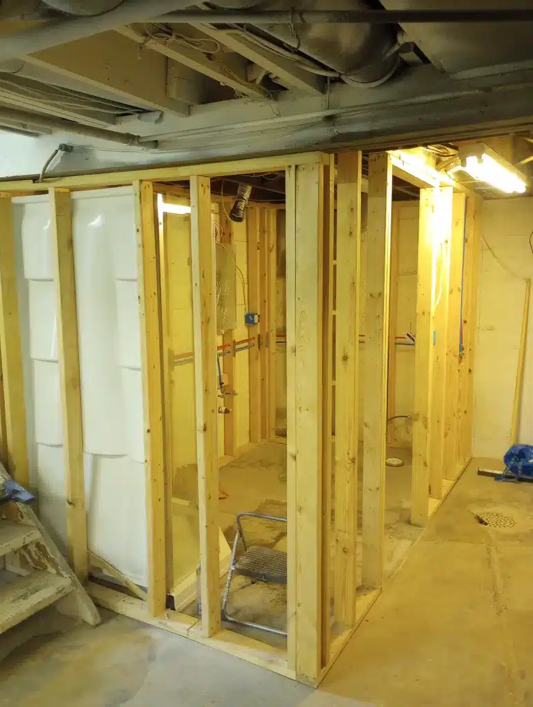 Basement bathroom framing