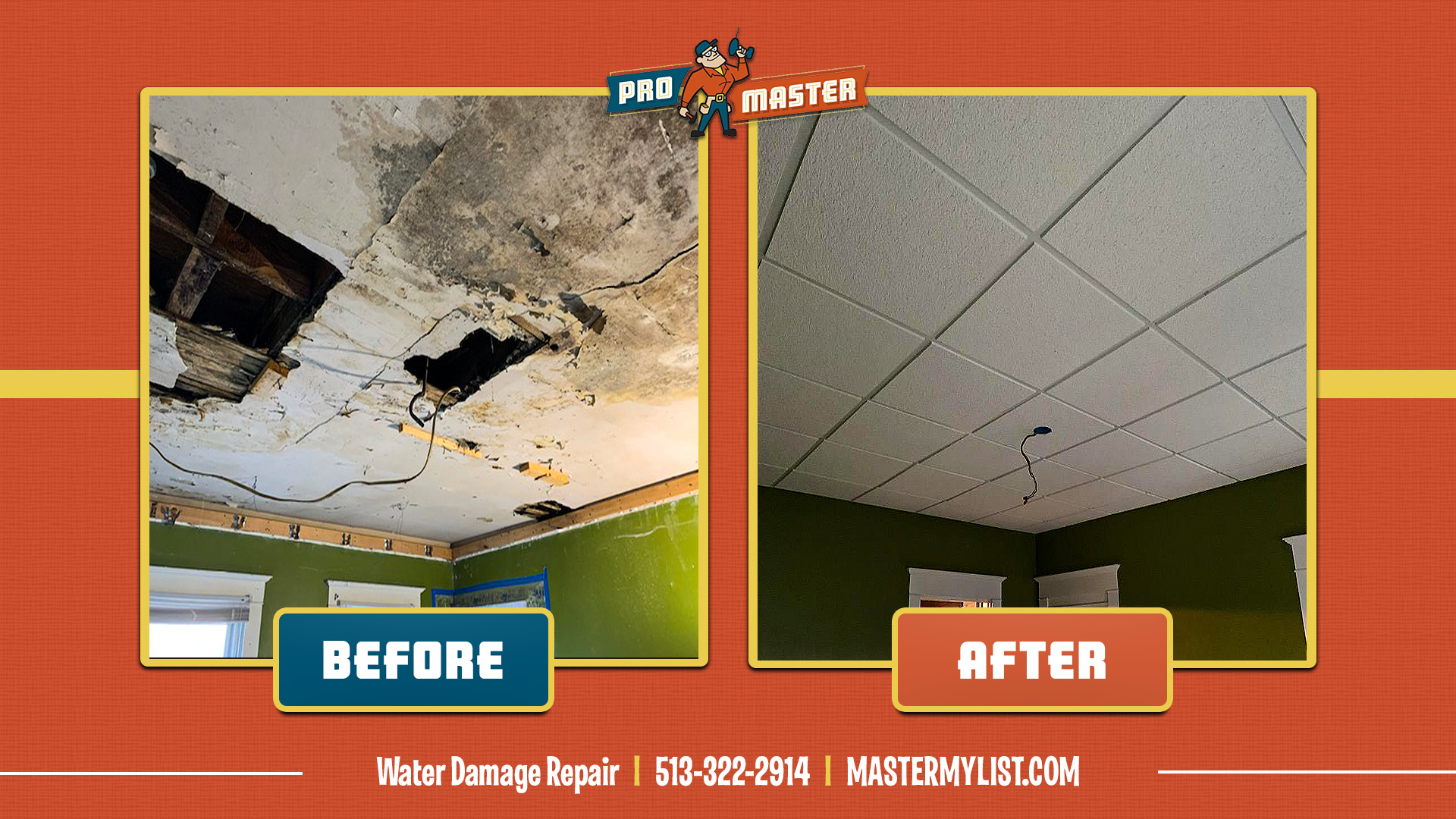 water damage ceiling repair